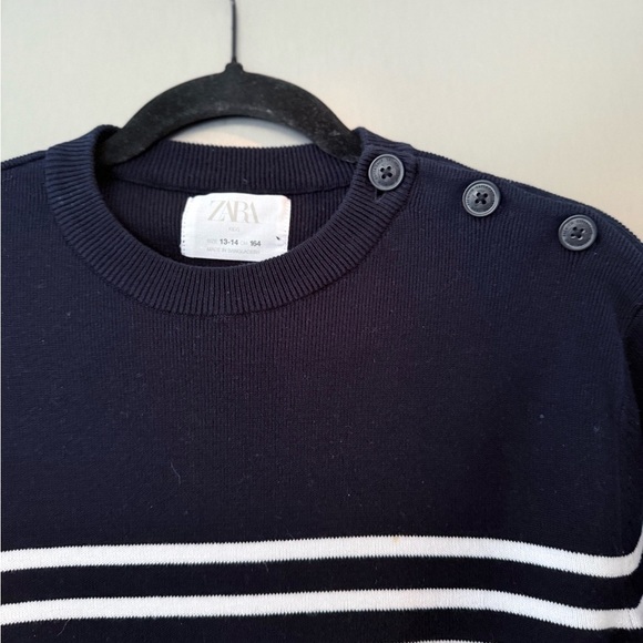 Zara Black and White Striped Sweater Timeless Nautical Design - Picture 2 of 5